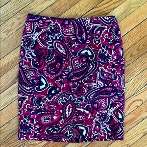 Talbots Paisley Boho Business Vasual Skirt - Fuschia and black size 4